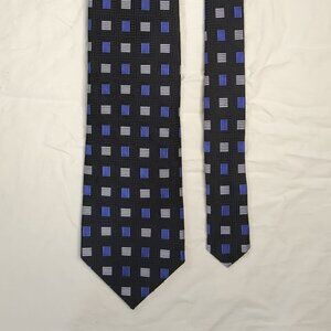 100% Silk Necktie Fabio Fazio Black with Squares